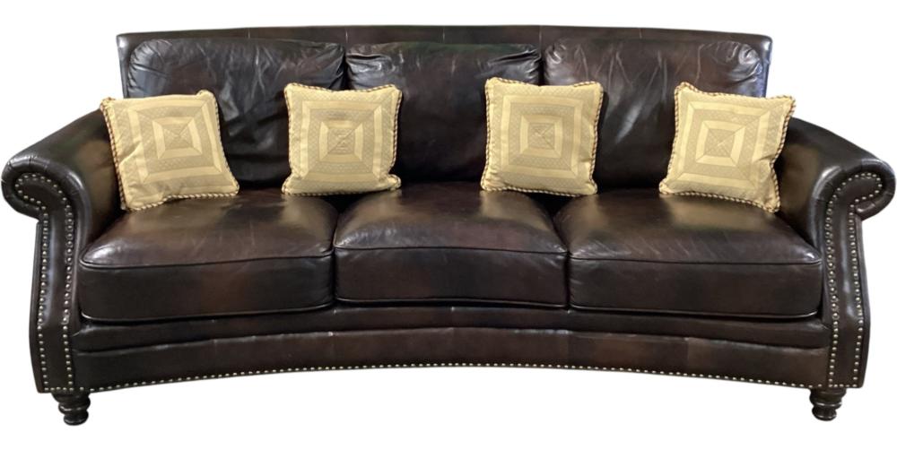 Traditional Chesterfield Style Curved Leather Sofa
