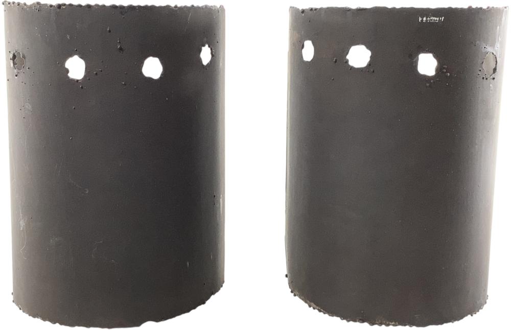 Pair Brutalist Metal Perforated Wall Light Covers