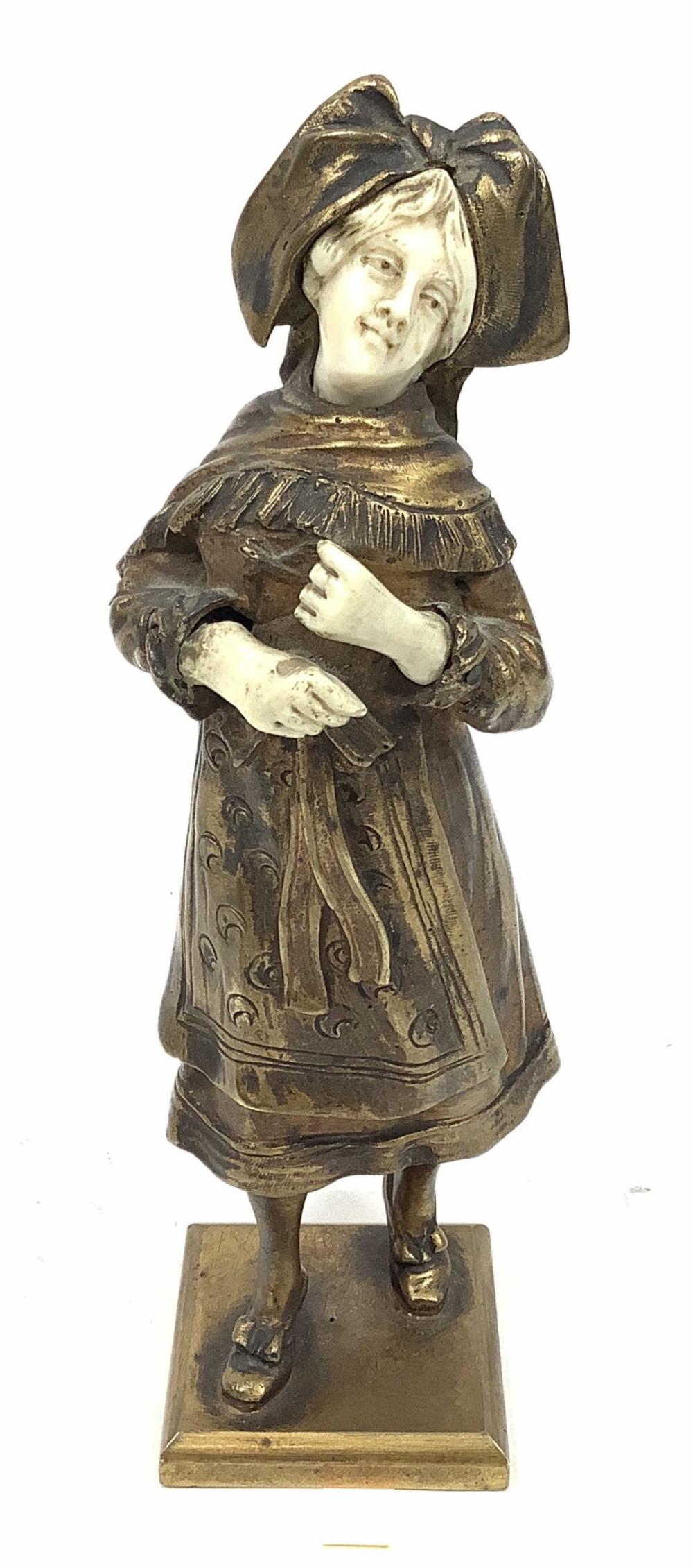 8in Figural Little Girl Bronze Sculpture