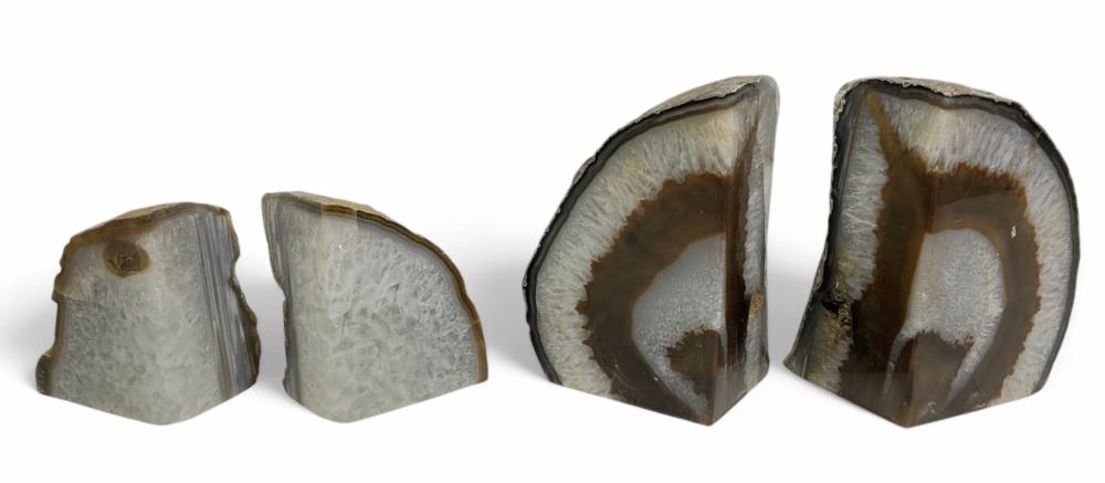 (4) Polished Agate Geode Bookends