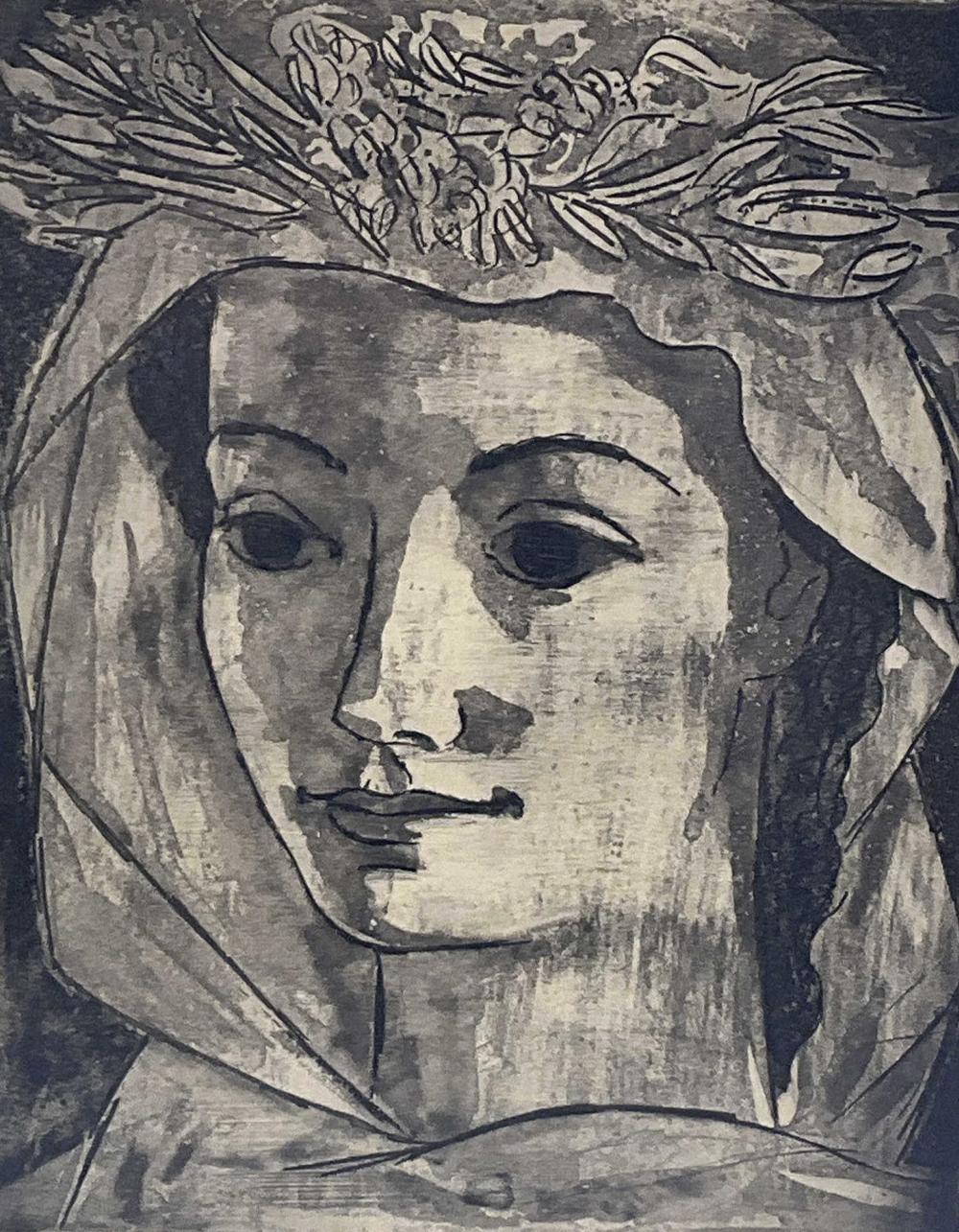 Frederick Taubes "Head Of Girl" Etching On Paper