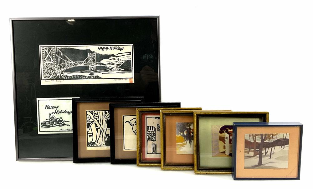 (7) Framed Woodcut/ Woodblock Paintings