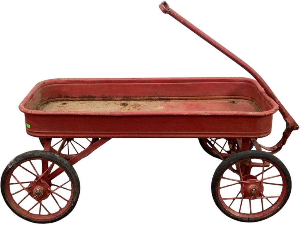 Vintage Rustic Americana Style Steel Pull Wagon