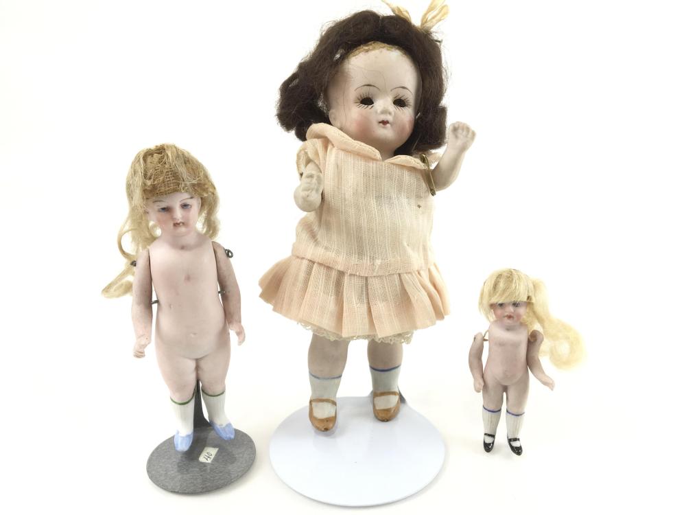 (3) Antique German Bisque Miniature Dolls