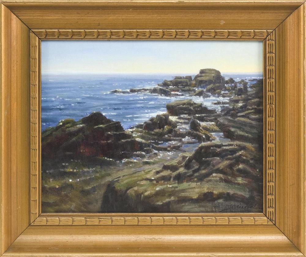 J.C. AIROLDI, New Hampshire, Contemporary, "Surf Off Quoddy Point"., Oil on board, 11" x 14". Framed 16" x 19".