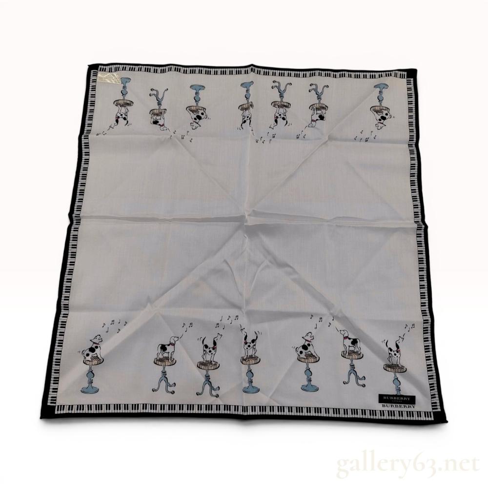 Burberry London Cotton Handkerchief with Singing Dalmatian and Piano Keyboard Motif