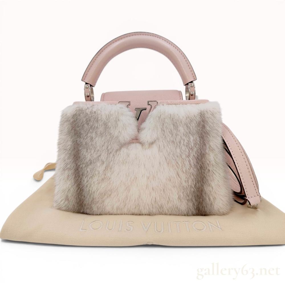 Louis Vuitton Mink Fur and Light Pink Taurillon Leather Capucines Mini 2-Way Handbag