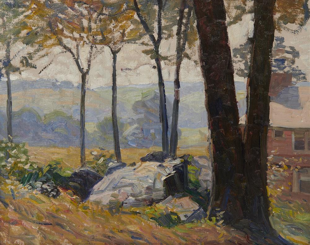 N.C. WYETH, (American, 1882-1945), Sketch of the Family Home, Chadds Ford, oil on canvas, ca. 1912/1915, 16 1/4 x 20 in.; frame: 21 3/4 x 25 3/4 in.