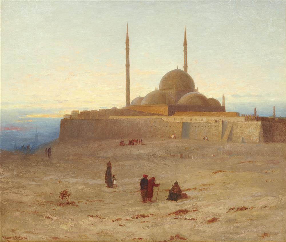 ROBERT SWAIN GIFFORD, (American, 1840-1905), The Citadel of Cairo, Evening, 1871, oil on canvas, 28 1/4 x 33 1/4 in., frame: 41 1/4 x 46 in.