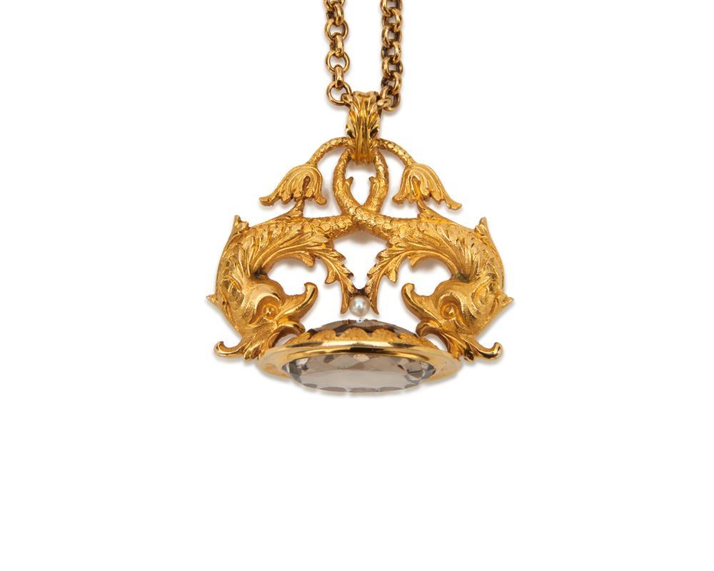 18K Gold and Topaz Pendant