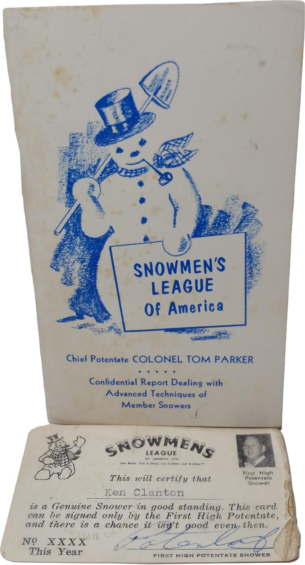 Snowmens League of America Book & Card Signed by Chief Potentate Colonel Tom Parker