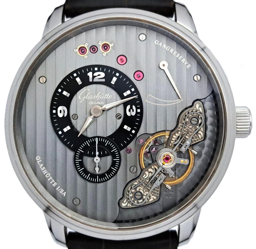 Glashutte Original PanoInverse XL Gangreserve SS Mens Wrist Watch Box Papers