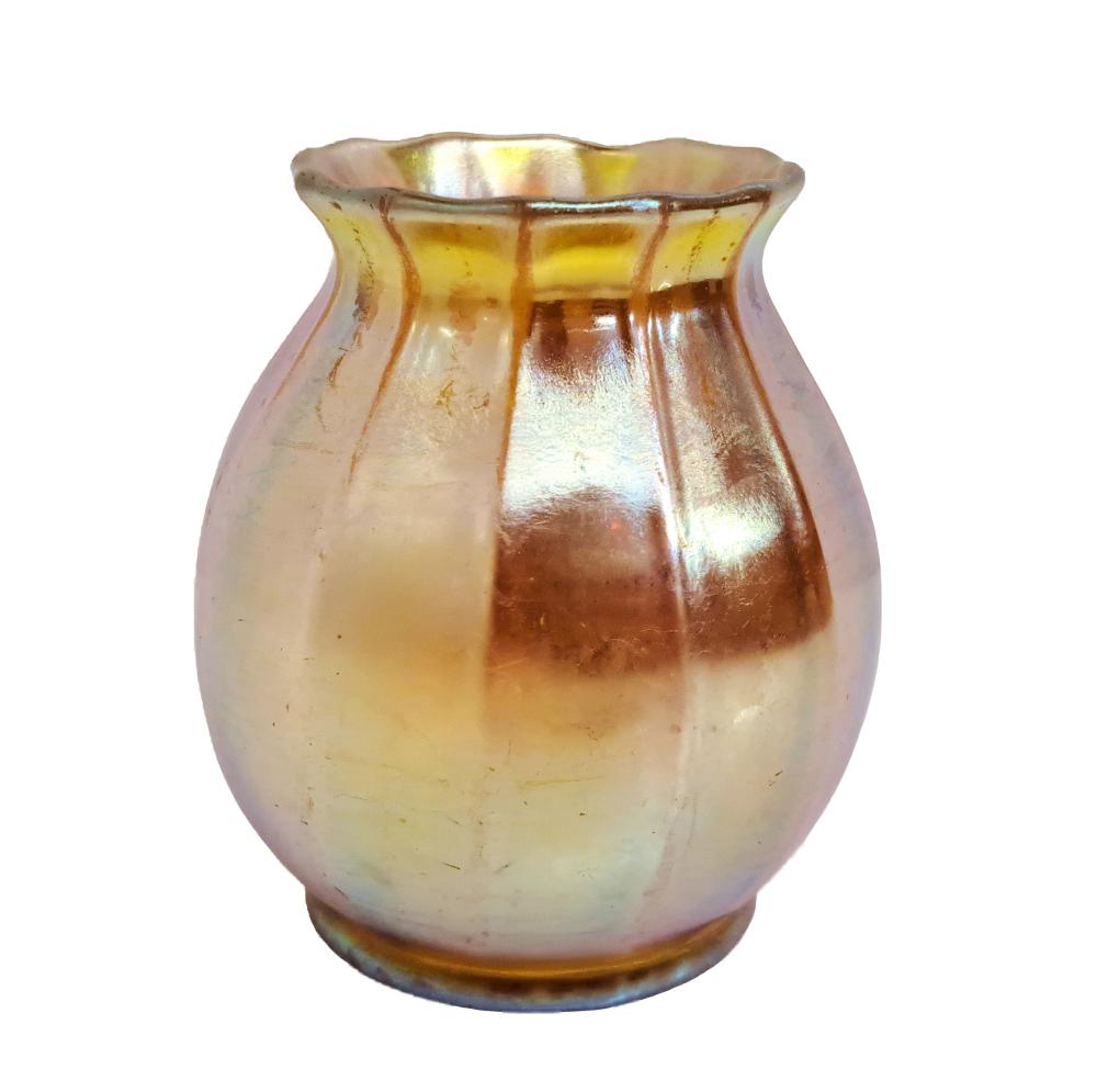 Tiffany LCT Favrile Glass Bud Vase Iridescent Gold Art Glass