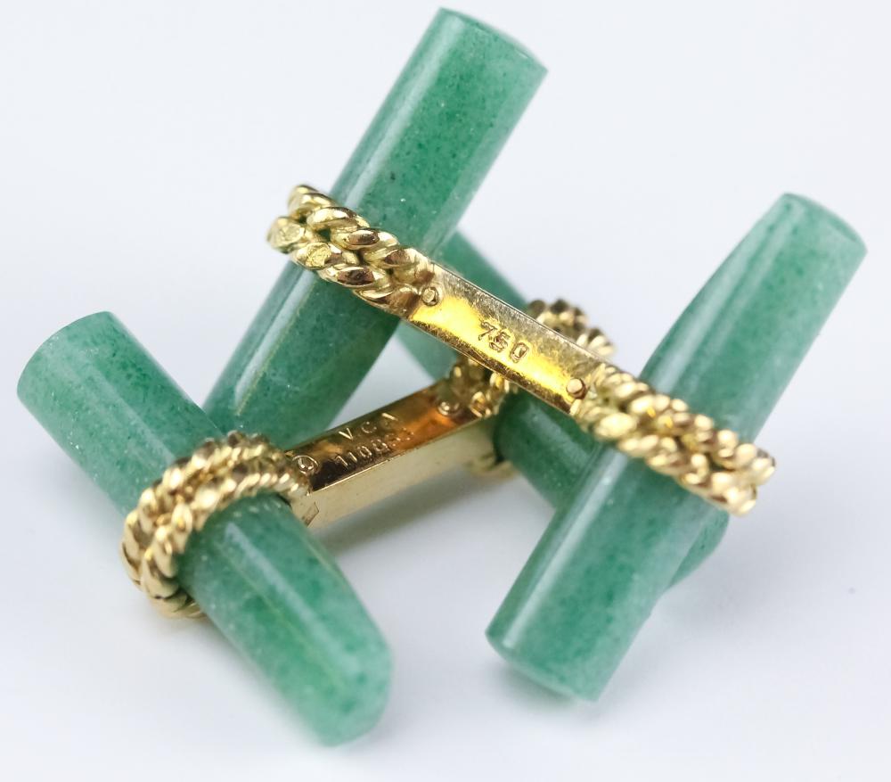 Van Cleef & Arpels 18k Aventurine VCA Cufflinks