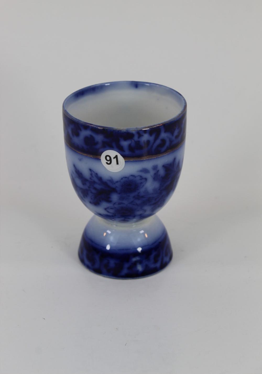 Flow Blue: Egg Cup, Touraine Pattern