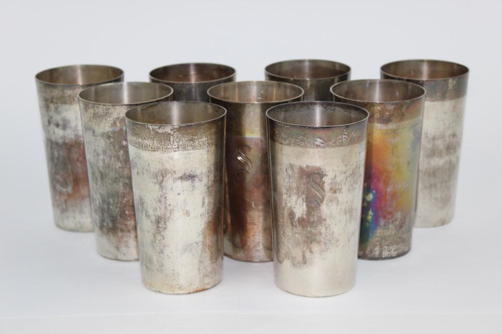 Set of 9 Sterling Tumblers