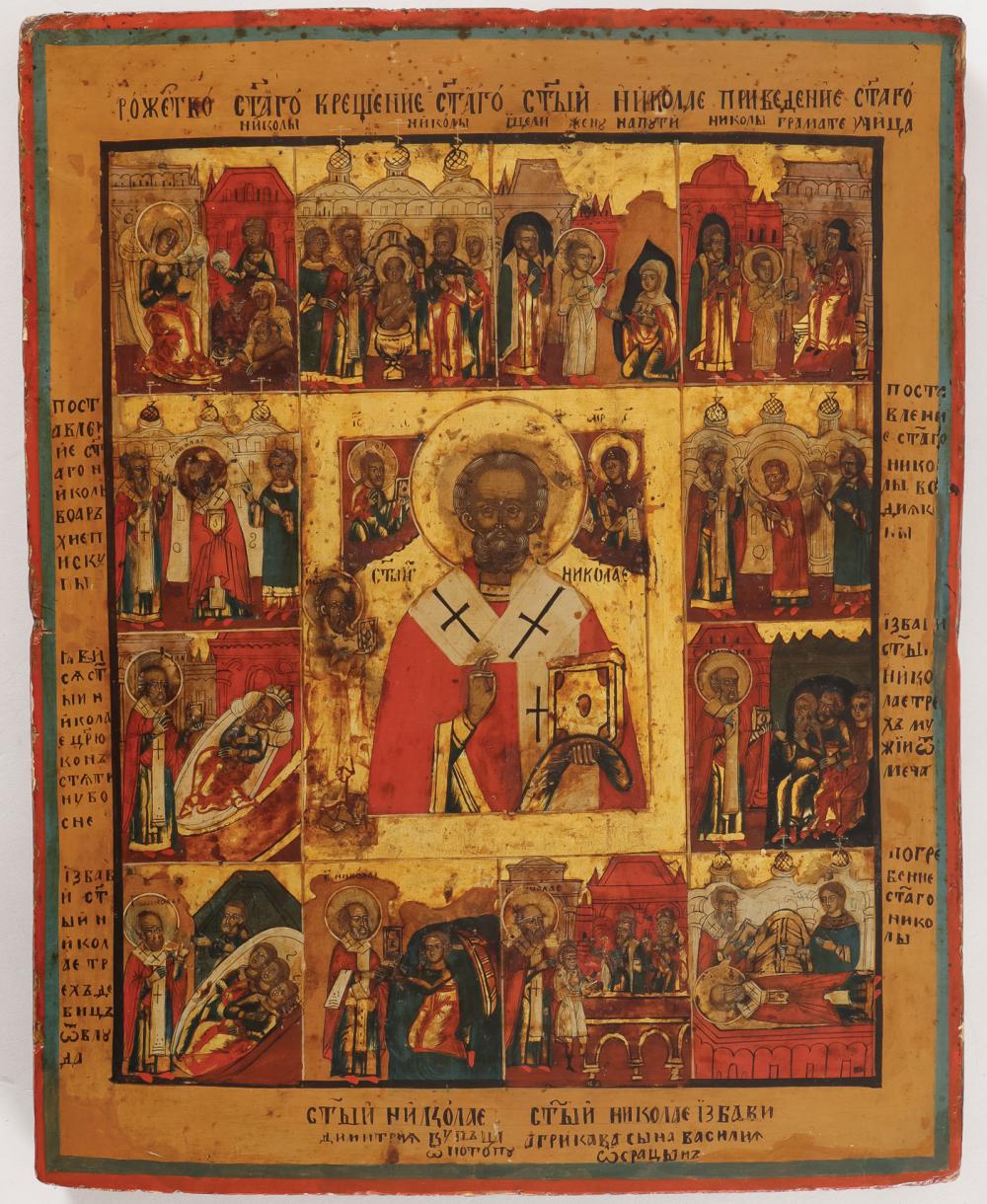 A RUSSIAN ICON OF ST. NICHOLAS AND LIFE