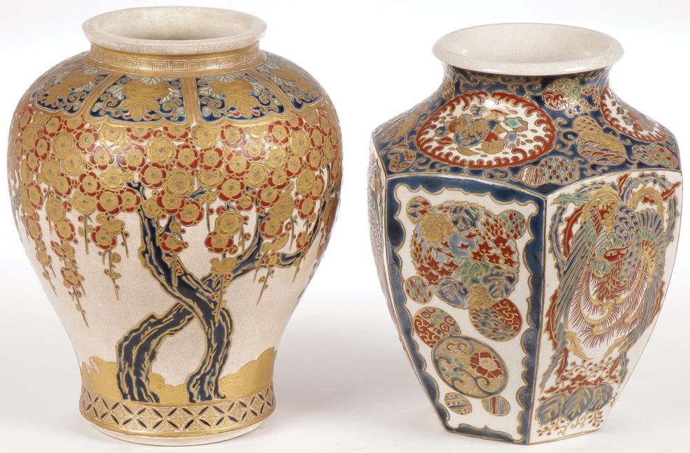 TWO SATSUMA VASES, MEIJI