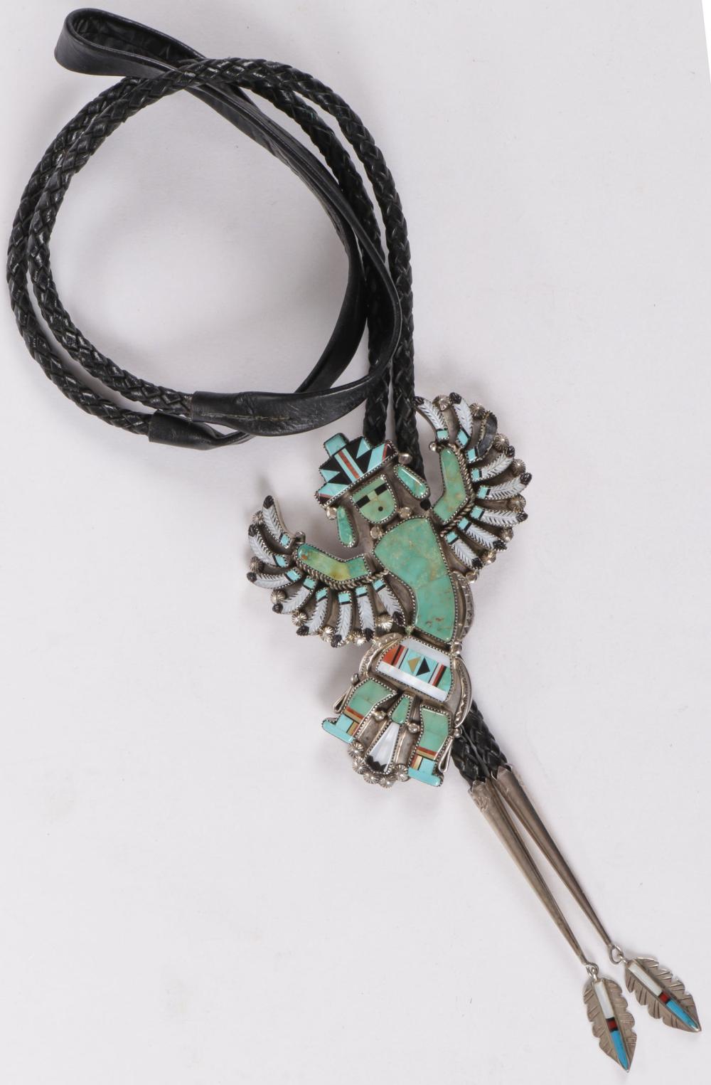 ZUNI STERLING BOLO TIE LEONARD MARTZA.