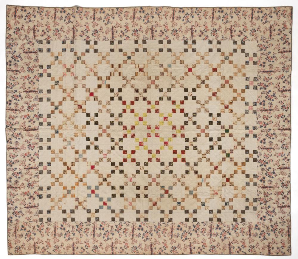 AMERICAN "NINE PATCH" PIECED QUILT