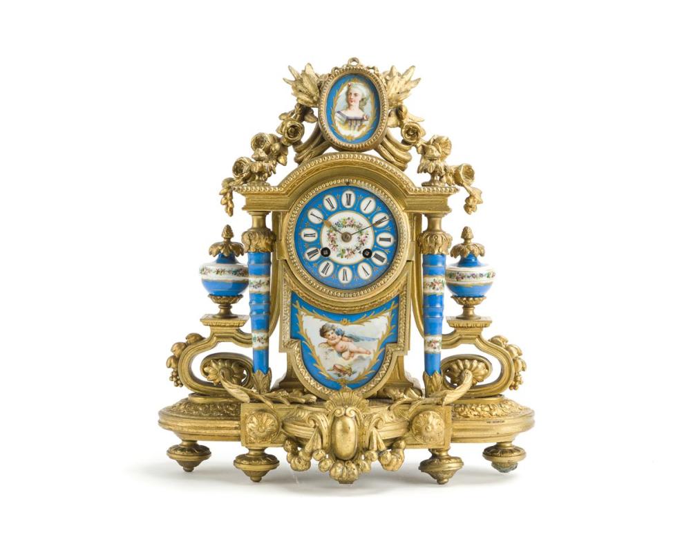 A French gilt-bronze table clock