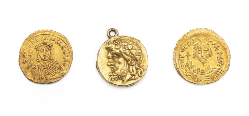 Three Ancient-style gold coins