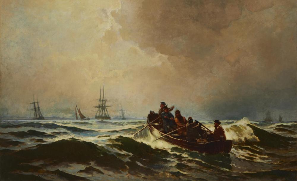 Emil Carlsen, (1853-1932, New York, NY), "On the Kattegatt", Oil on canvas laid to waxed canvas, 26" H x 42.25" W