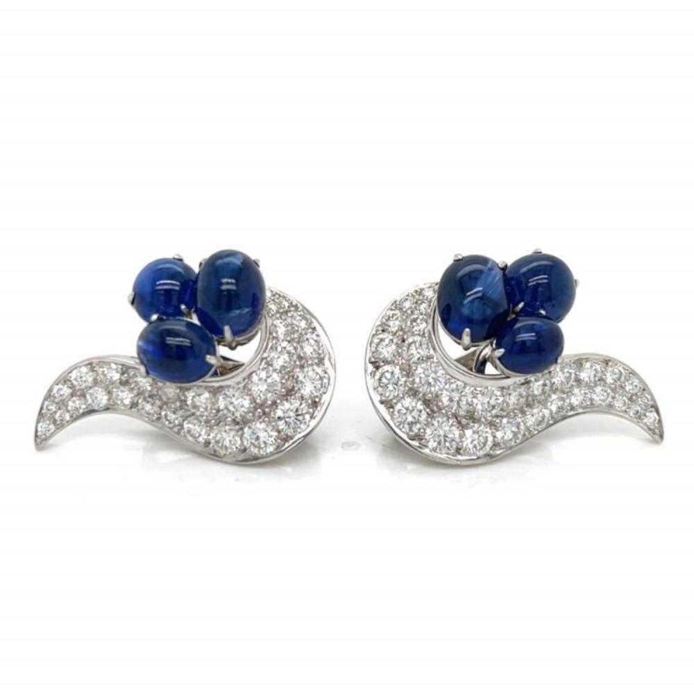 ALLETTO BROTHERS Platinum Sapphire & Diamond Earri