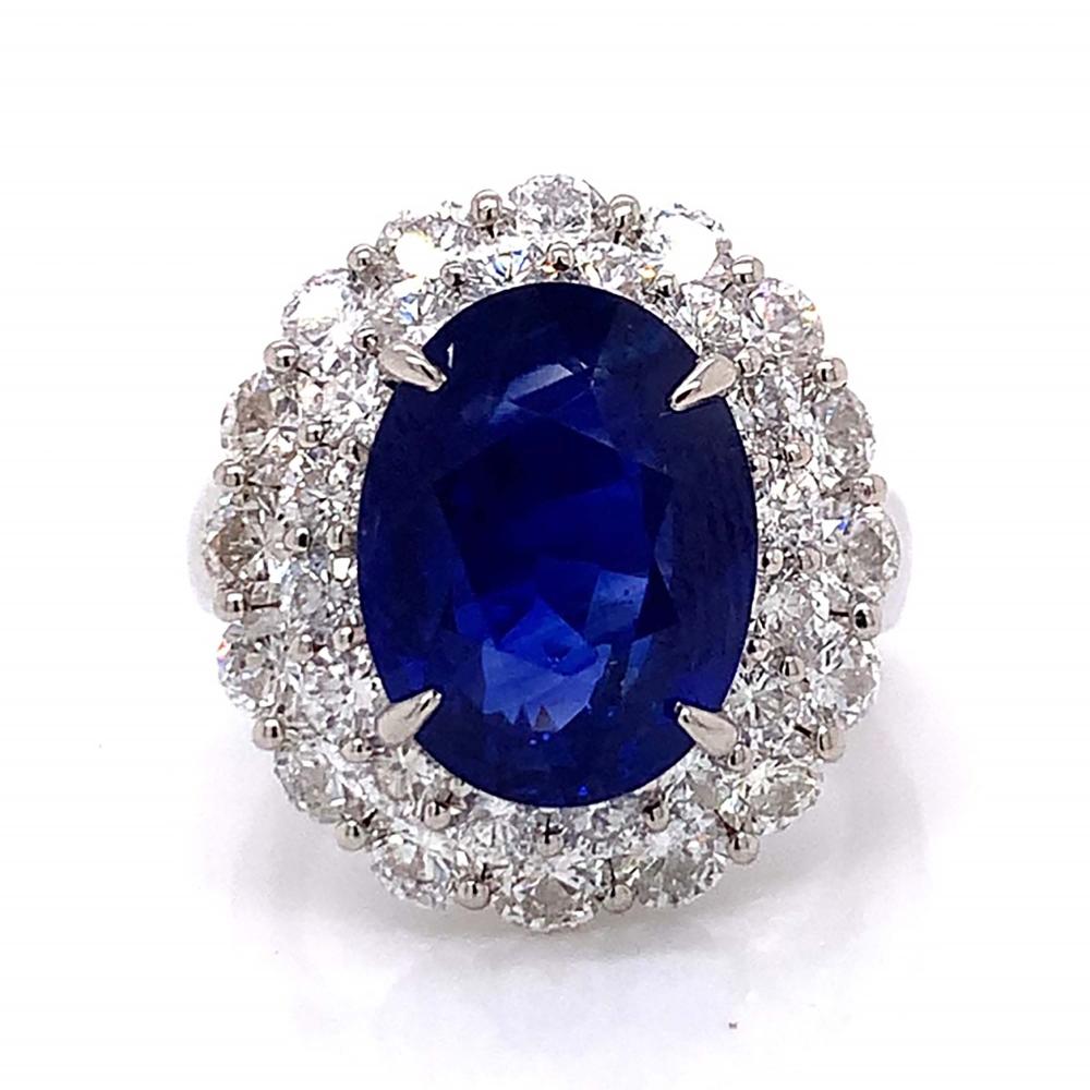Platinum Ceylon Sapphire and Diamond Ring