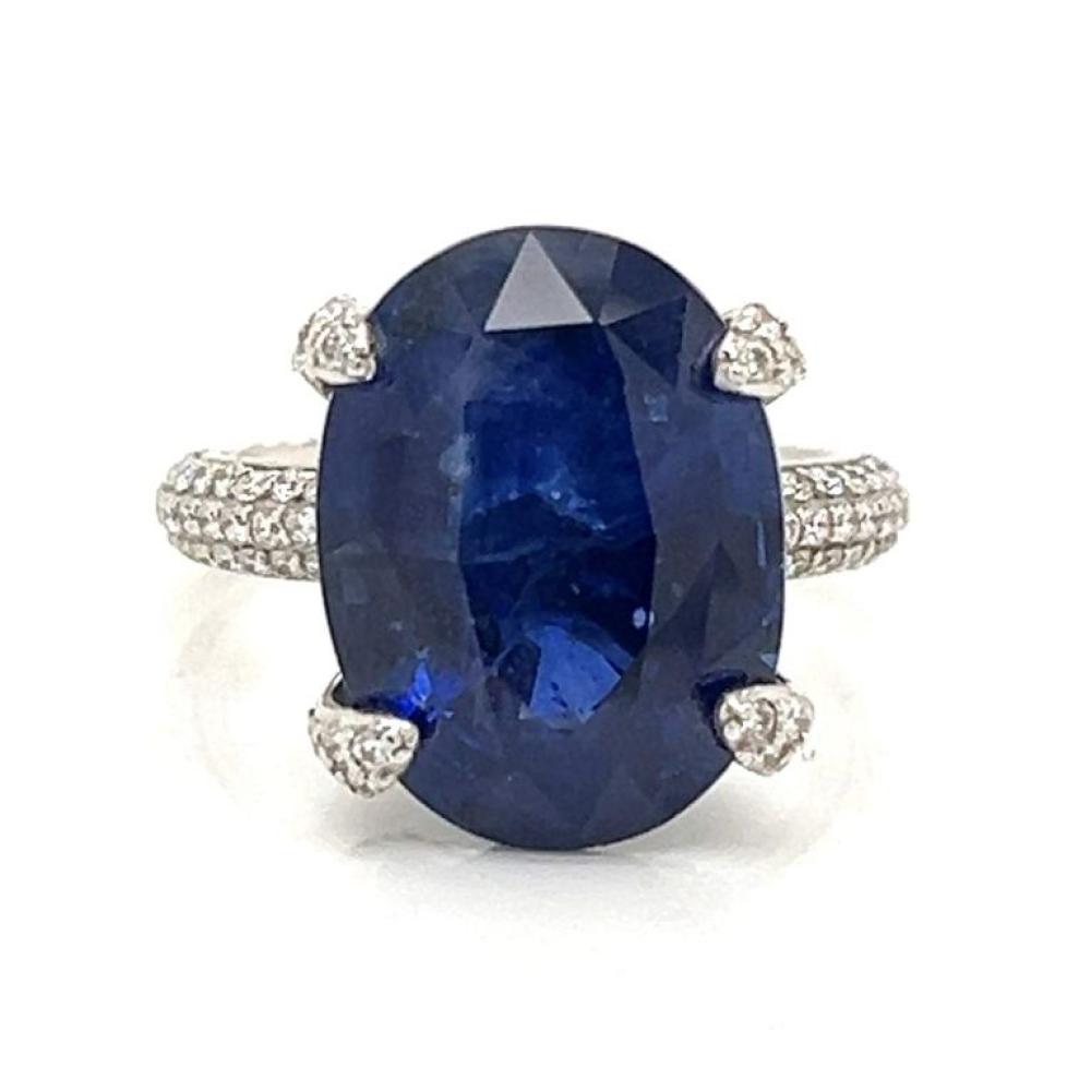 18K White Gold GIA Certified Ceylon Sapphire & Dia