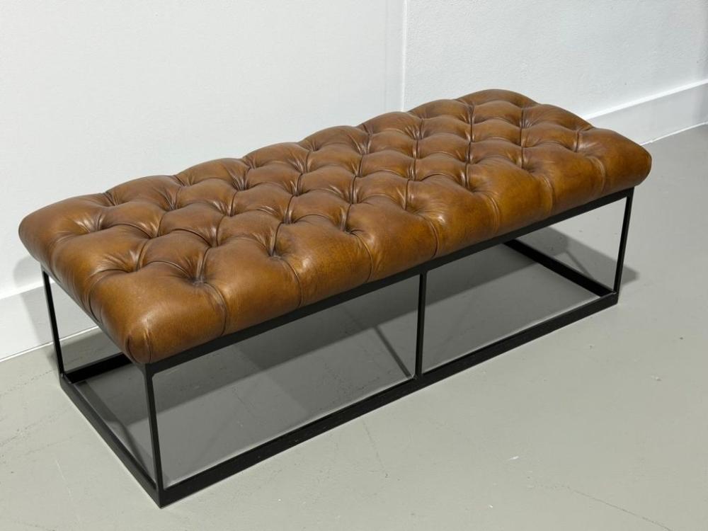 Chesterfield style leather beach