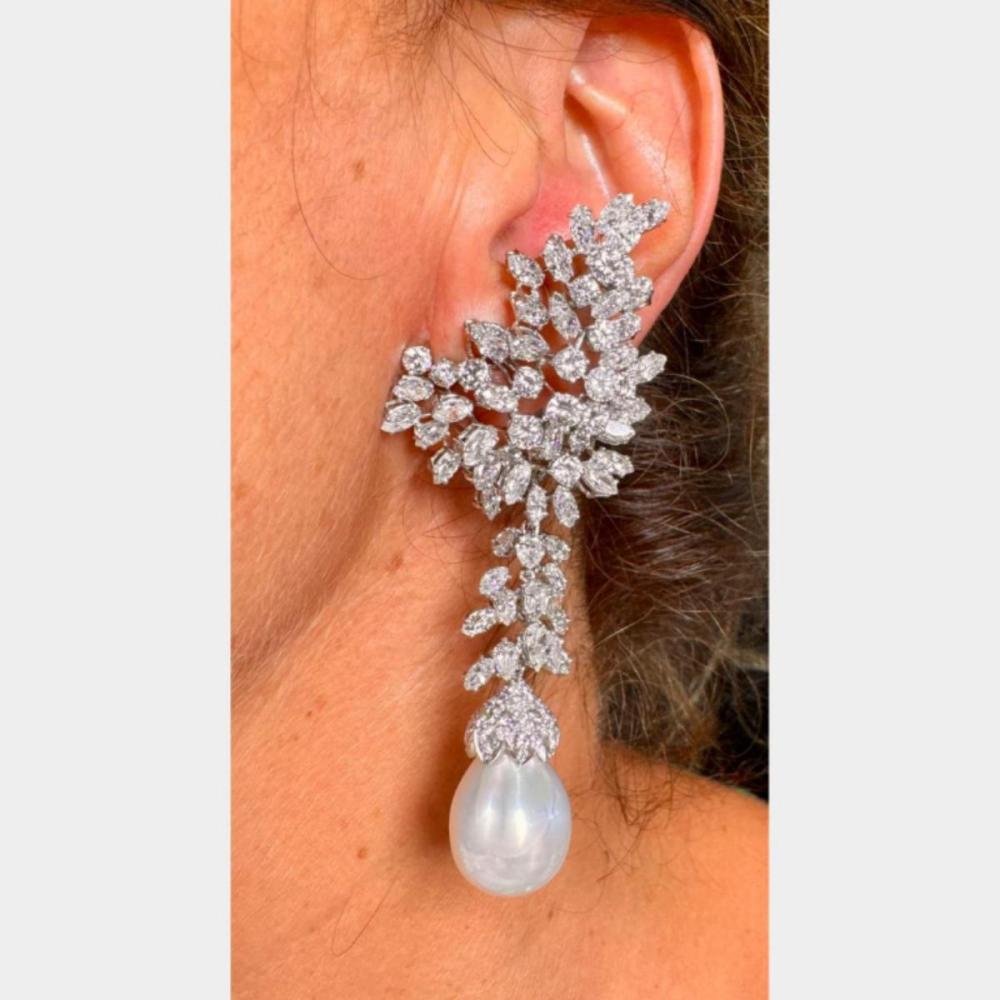 18K White Gold 30.00 Ct. Diamond & South Sea Pearl
