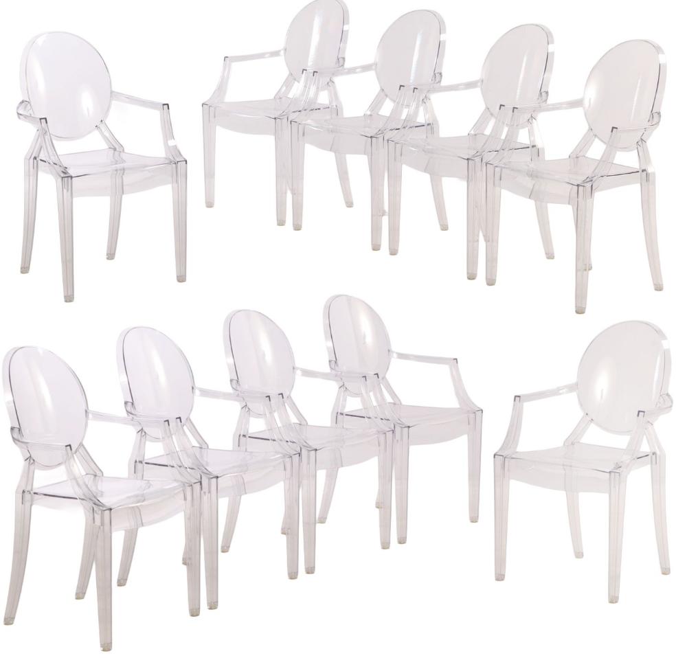 TEN "LOUIS GHOST CHAIRS" DESIGNED BY PHILIPPE STARCK FOR KARTELL.