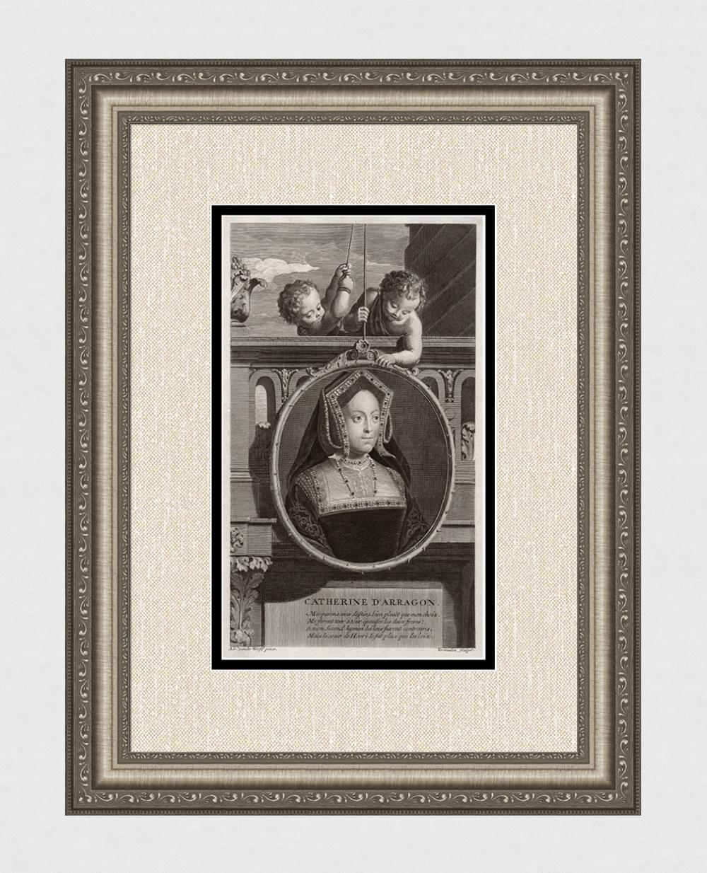 Adriaen van der Werff 1697 Engraving Catherine d'Aragon Framed