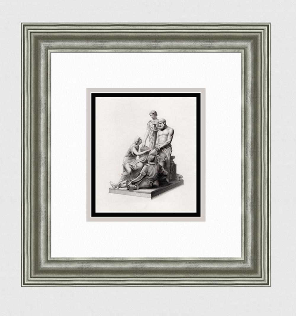 1800s Henry Weekes Antique Engraving THE MANUFACTURES Framed