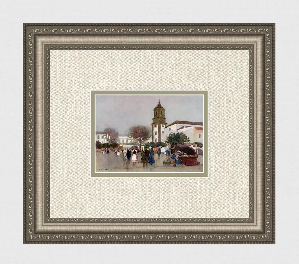 ALFRED EAST Antique Color Print The Cathedral Church Spain SIGNED