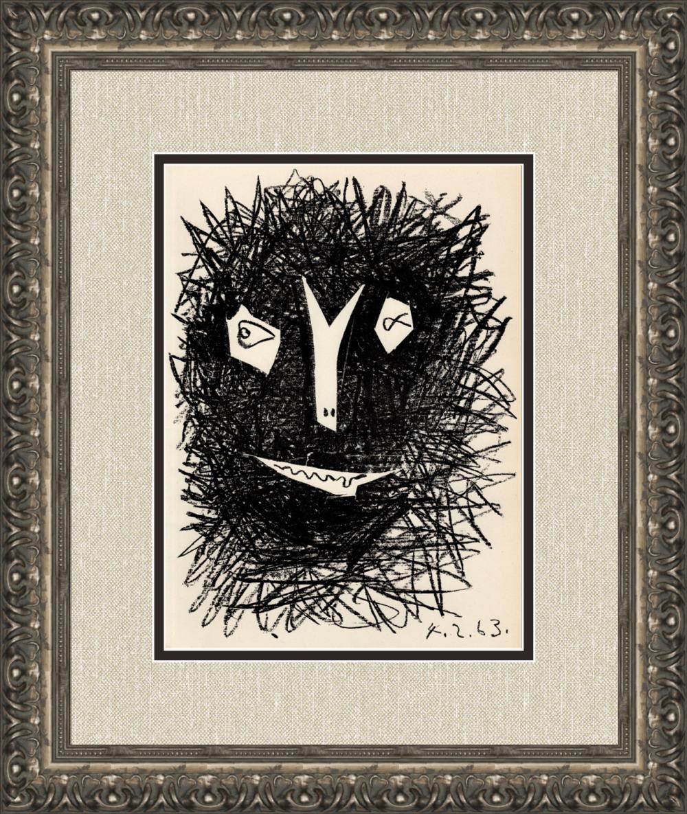 1964 After Pablo Picasso Deux Masques II Lithograph Framed Mourlot