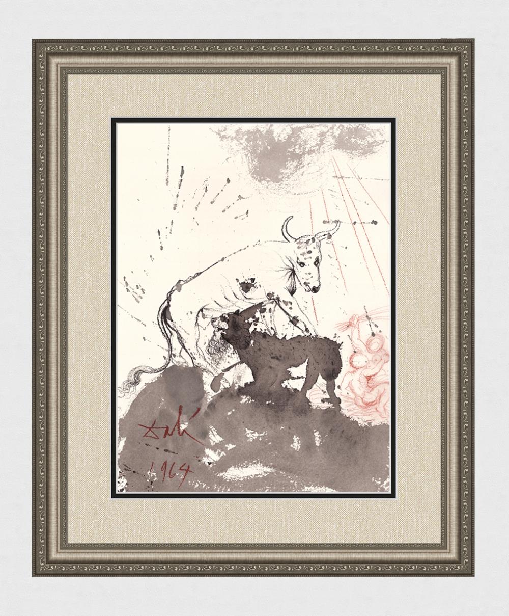 Salvador Dali 1967 Original Lithograph Ox and the Lion Framed