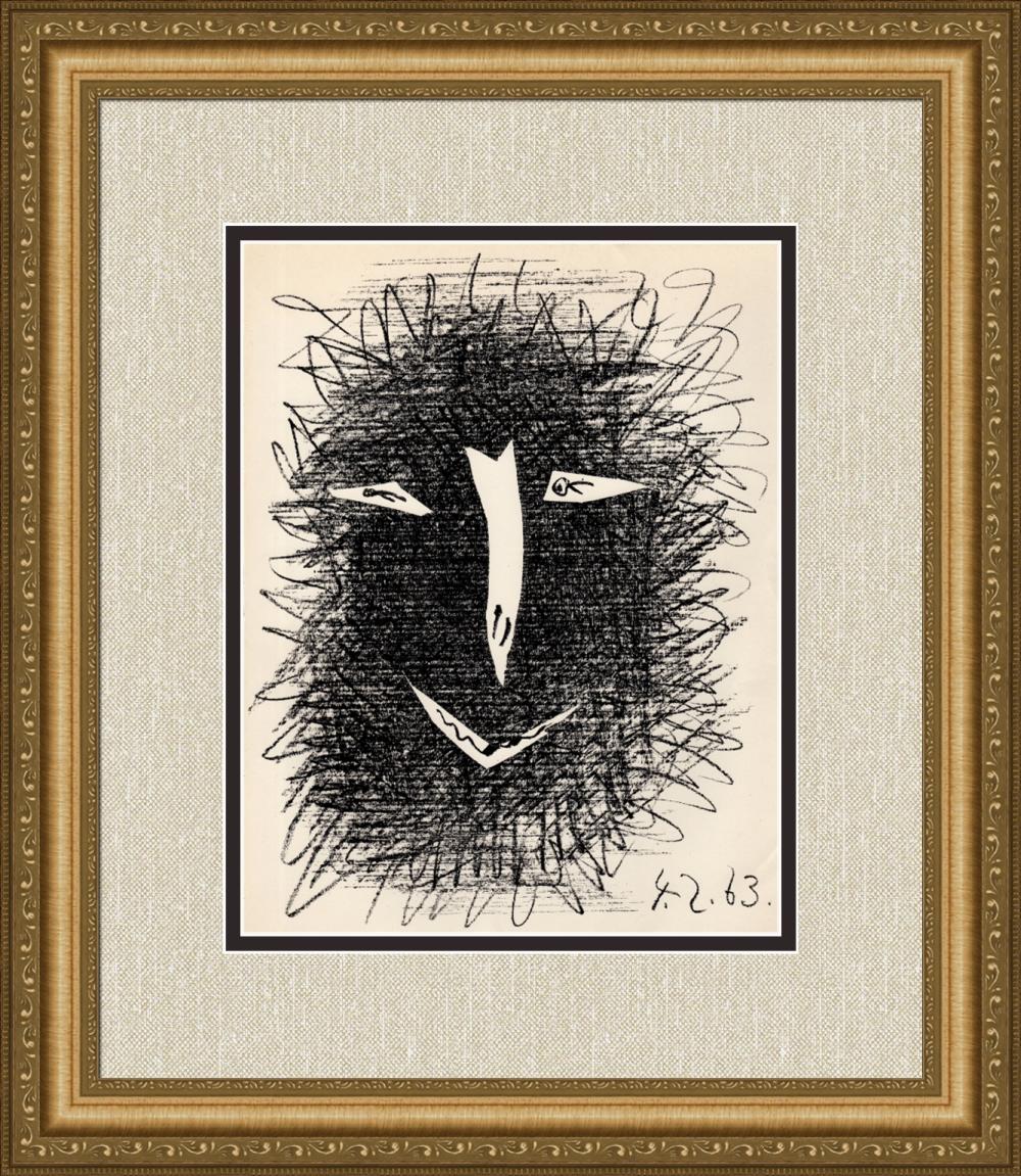 1964 After Pablo Picasso Deux Masques I Lithograph Framed Mourlot