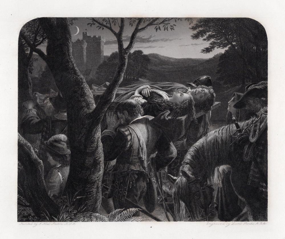 1800s Joseph Noel PATON Engraving The Dowie Dens o Yarrow SIGNED Framed