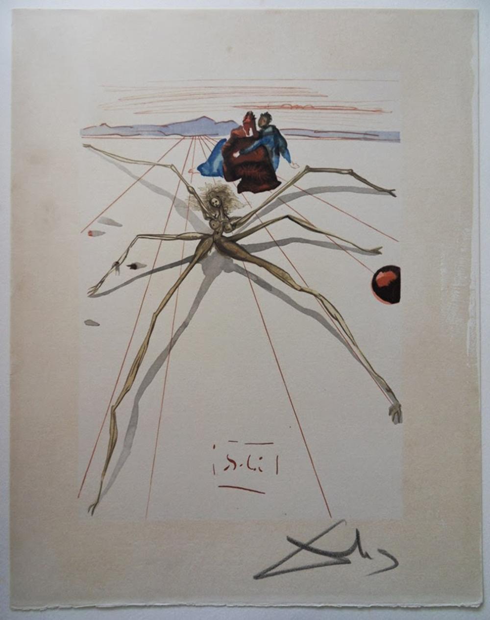1960 Salvador Dali Terrace Anger Authentic Woodcut