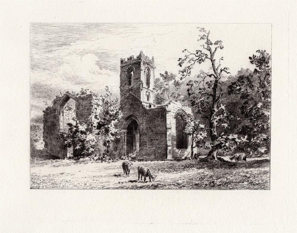 Charles Henri Toussaint Mount Grace Priory etching signed