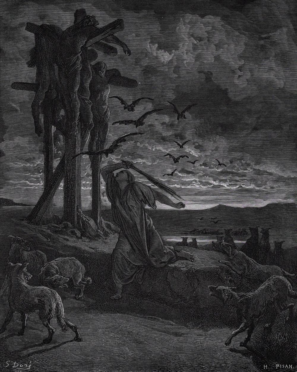 Gustave DORE 1800s Biblical Woodcut Respha's Kindness Framed Signed