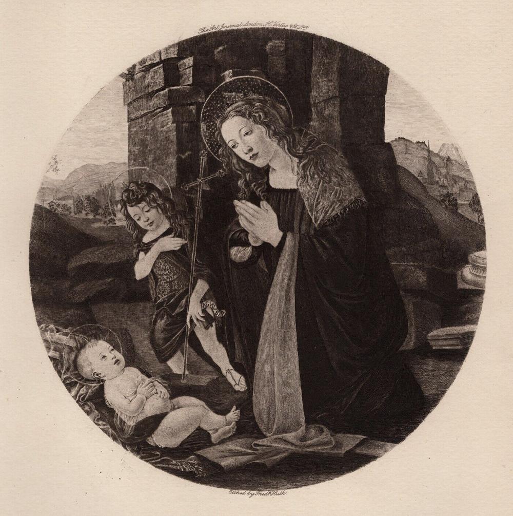 BOTTICELLI Antique Etching MADONNA & CHILD Framed Signed