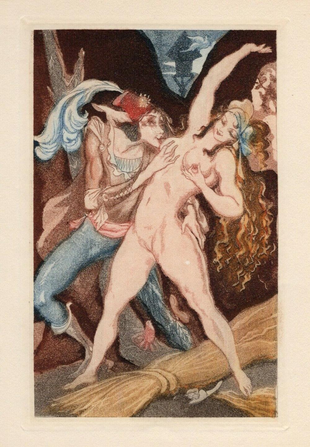 Nicolas Sternberg 1930 Color Engraving "Desires" Limited Framed
