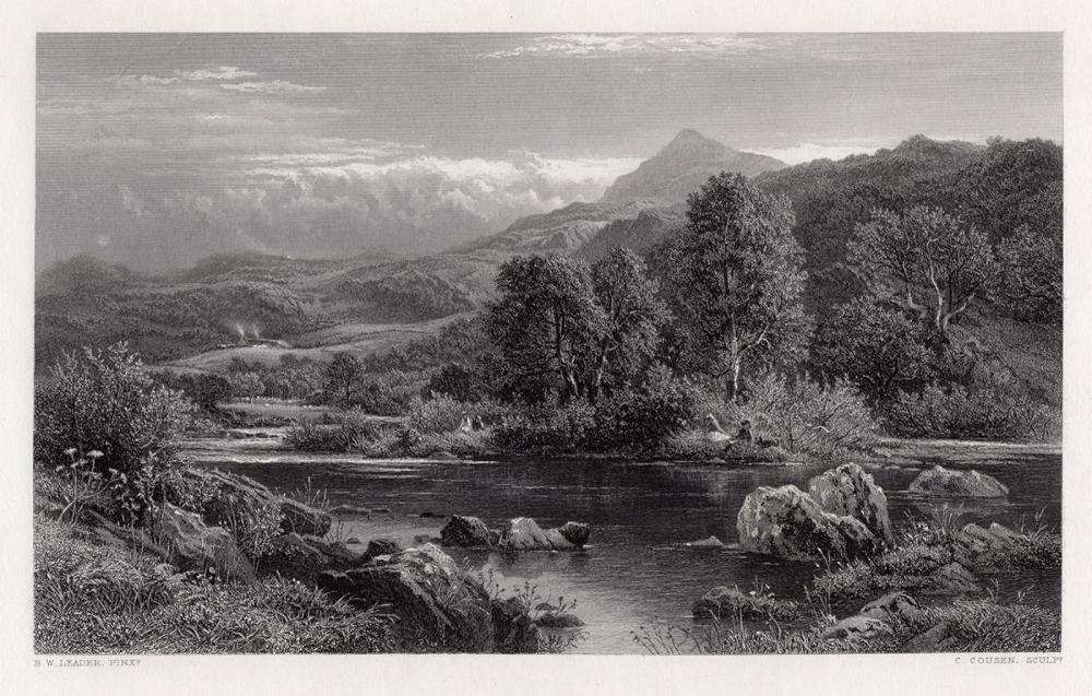 Benjamin Williams Leader On the Llugy, North Wales 1878 engraving