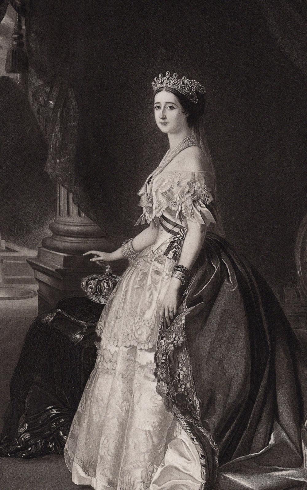 WINTERHALTER 1800s Antique Print The Empress Eugene Gallery Framed