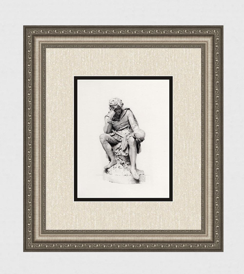 Lord Ronald Gower 1800s Historic Etching HAMLET Gallery Framed