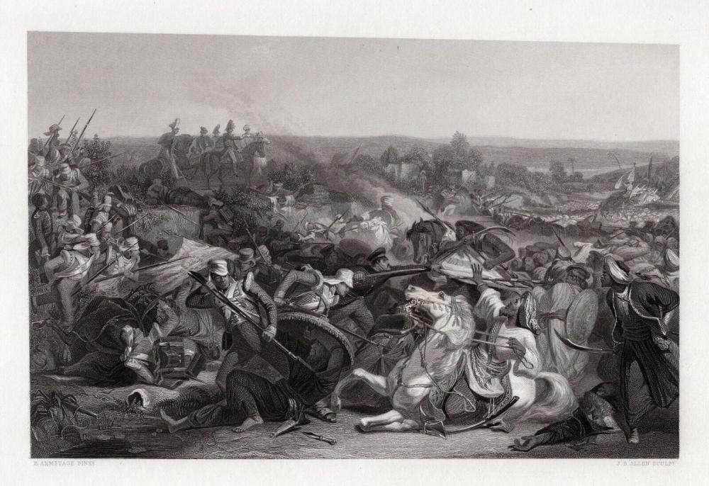 1800s EDWARD ARMITAGE Engravig The Battle of Meeanee SIGNED Framed