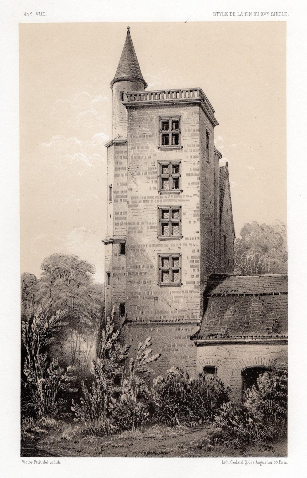 1800s Victor Petit Original Lithograph Former Tortoir Priory Signed Framed